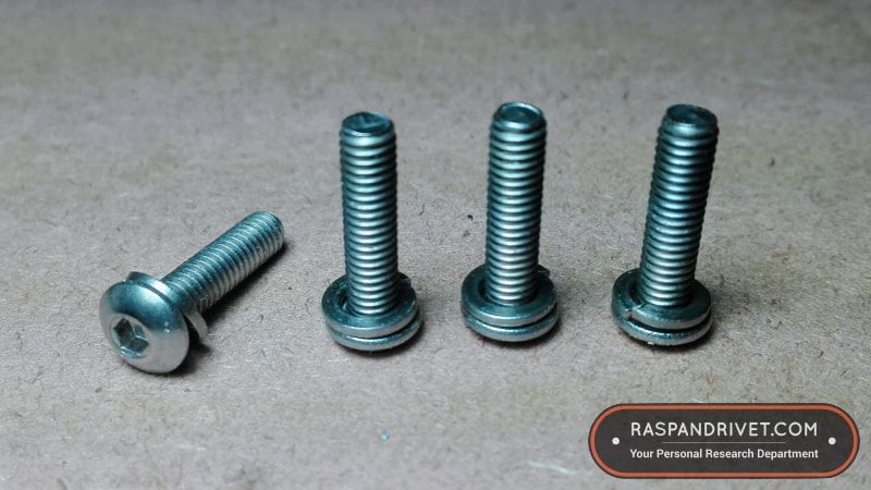 The four stainless steel button head cap screws used for securing the adaptor to the Bosch ROS.